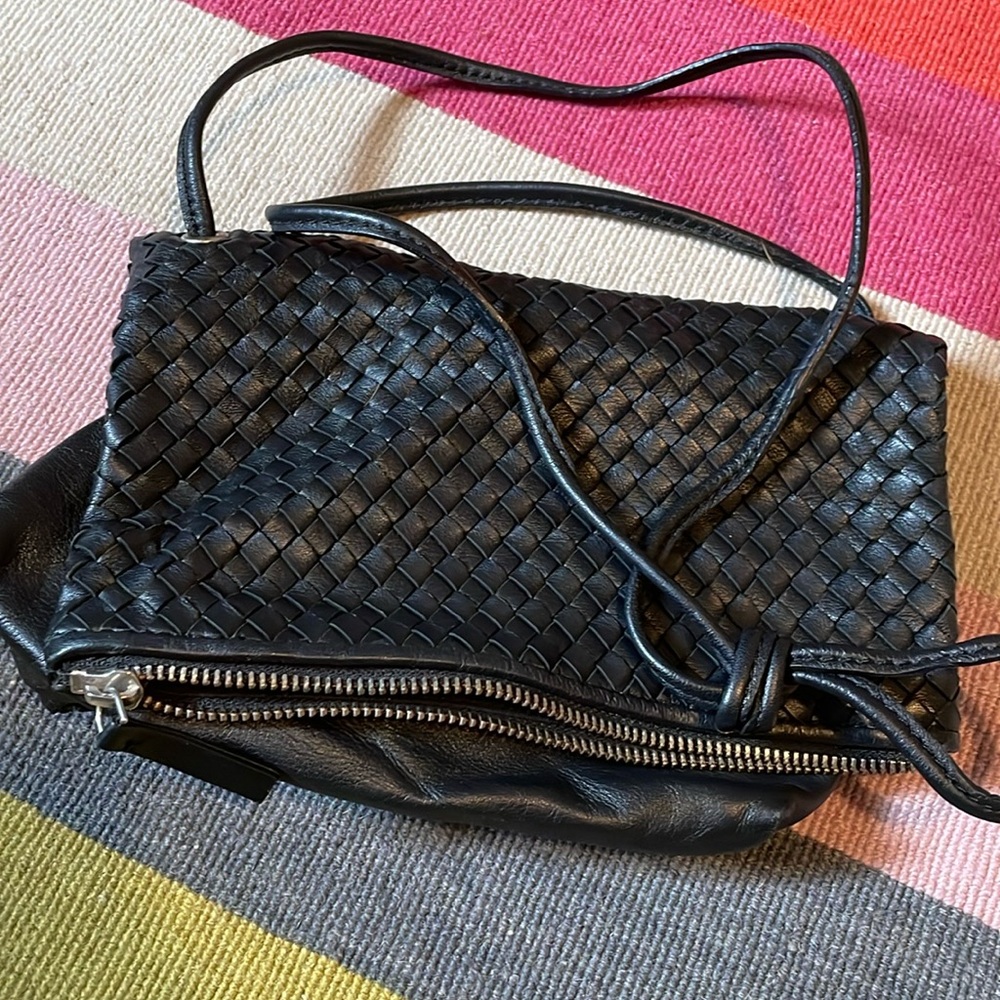 COS Black Woven Mini Crossbody Bag